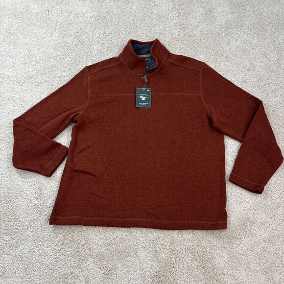 GH Bass & Co Sweater Mens XXL Orange Brown 1/4 Zip Shirt Fleece Lined Textured - Picture 2 of 15